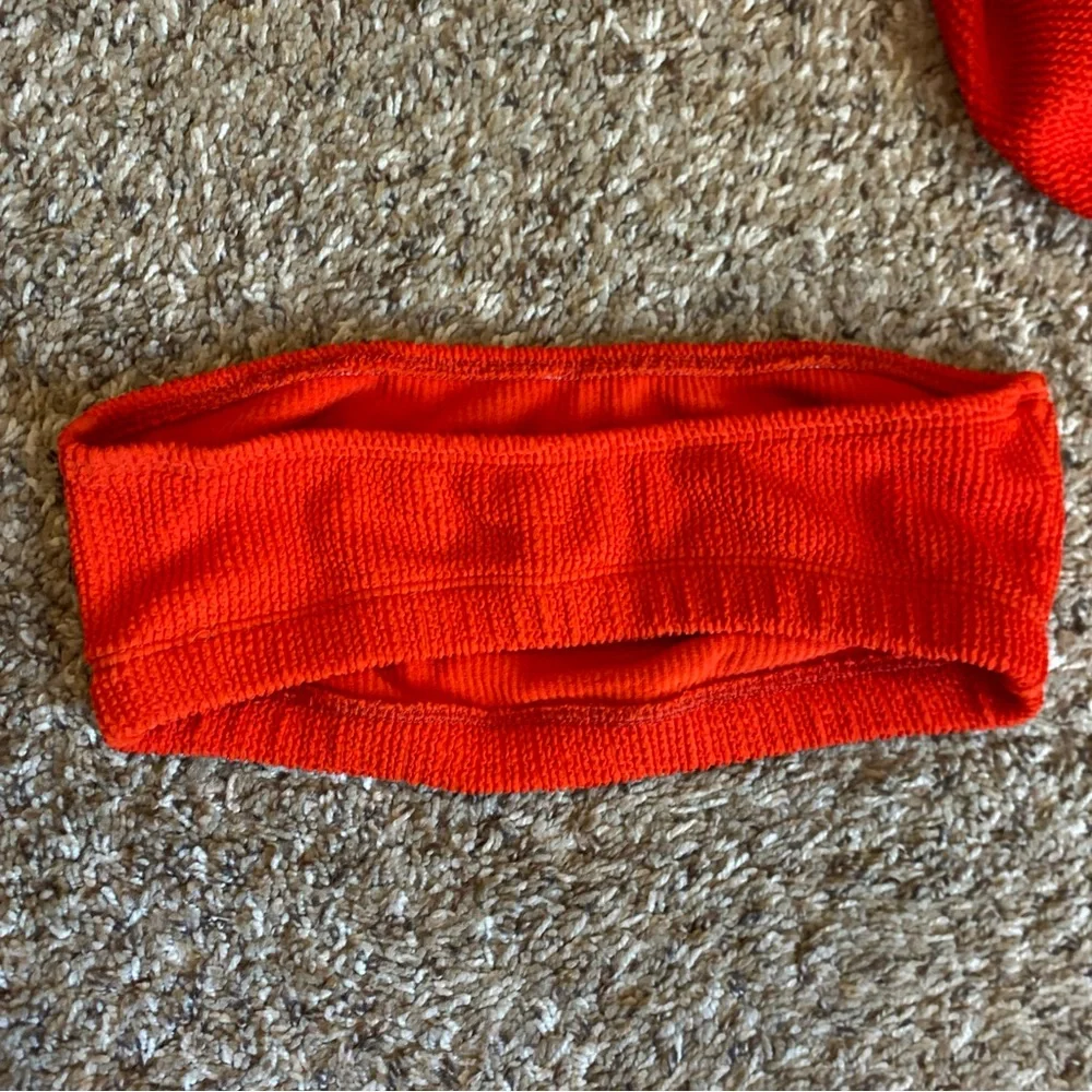 Good American Crinkle Textured Bikini Red Size 1/2 - Picture 9 of 11